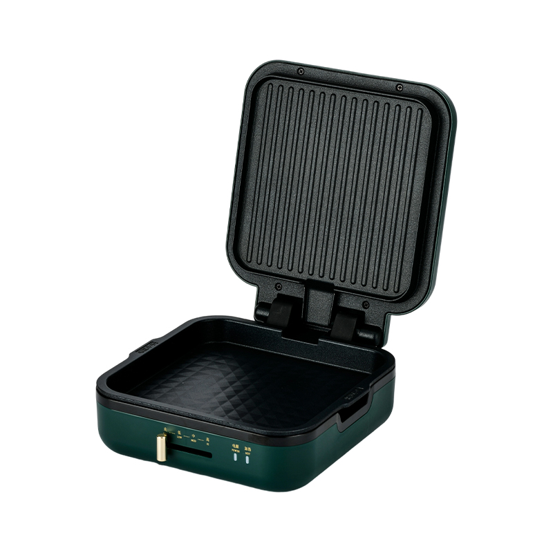 BJX-S017 24x24cm Grill Pan cum Grill (Temperatura Control + Wood Grain Handle)